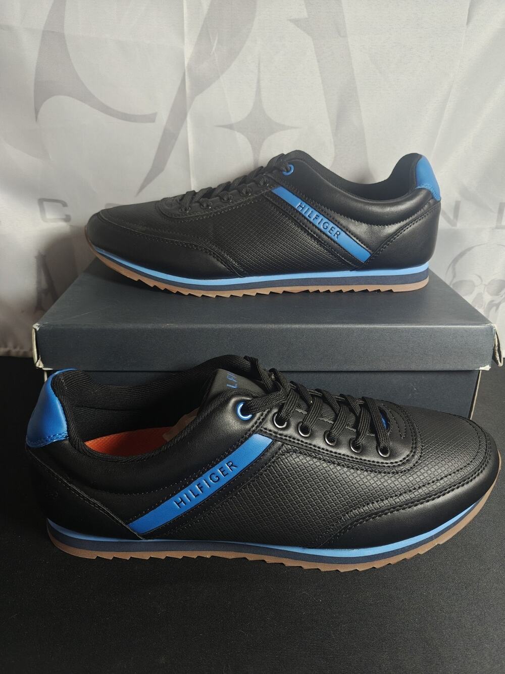 Tommy Hilfiger $89 Men's 12 Flake 3 Black Blue Low Top Fashion Sneaker NWB